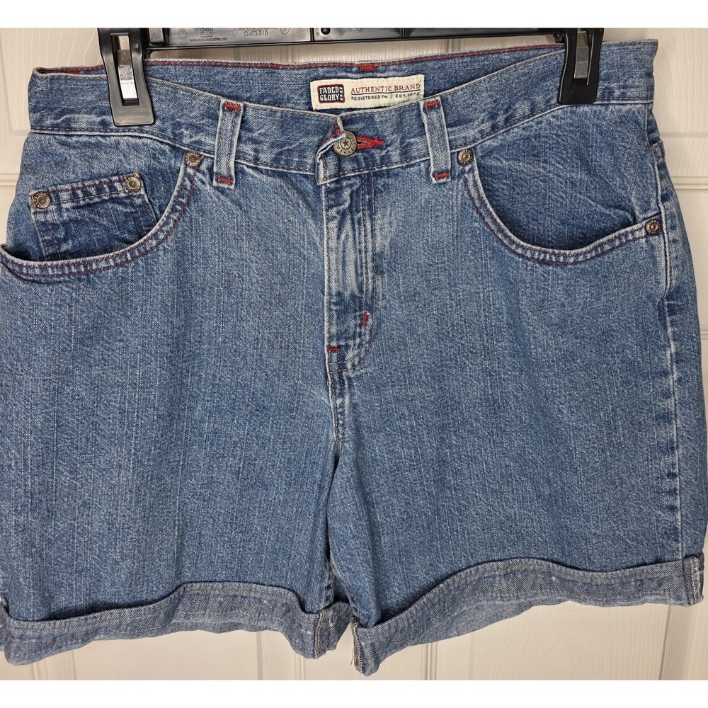 Vintage Y2K Faded Glory Womens Jean Mom Cuffed Shorts HighRise Size 10‎ A Cotton